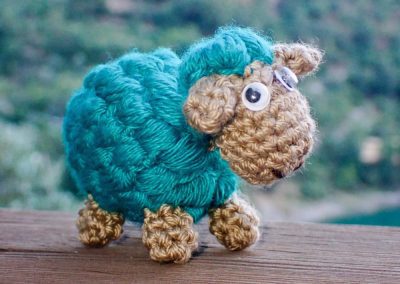 little blue crochet lamb